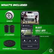 Blast Motion Golf Swing & Stroke Analyzer - Real-time Feedback, Swing Metrics, Swing Trainer, Video Capture Highlights, Track Performance (GEN3 Sensor)