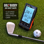 GOLFBUDDY Shot Mate Launch Monitor – Doppler Radar Golf Swing Analyzer, Ball & Club Speed, Smash Factor, Carry Distance, TFT LCD Display, Practice/Target Modes, 1,000 Shot Storage, 10Hr Battery